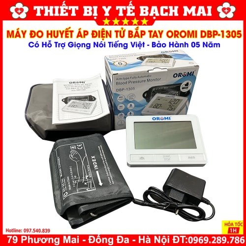 Máy Đo Huyết Áp Điện Tử Bắp Tay OROMI DBP-1305 Có Giọng Nói Tiếng Việt